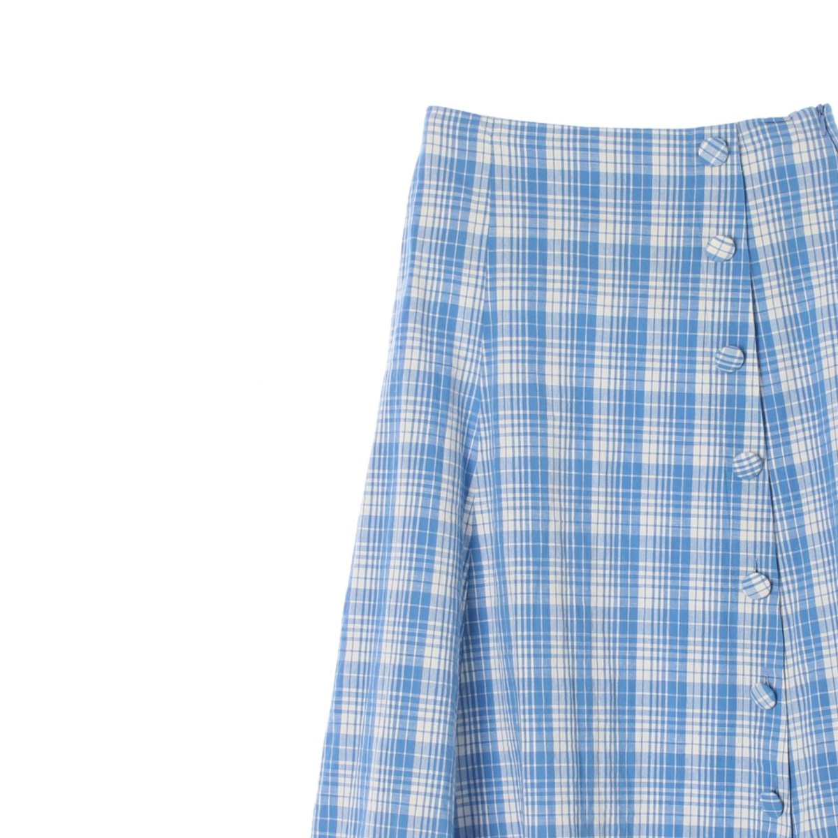 자라 하늘 체크 버튼 플레어 롱 스커트 이미지 2