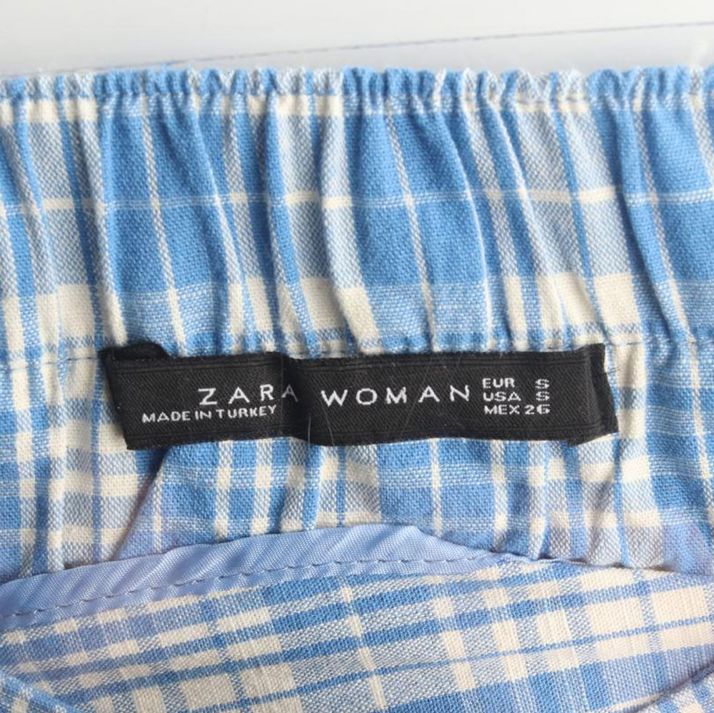 자라 하늘 체크 버튼 플레어 롱 스커트 이미지 5