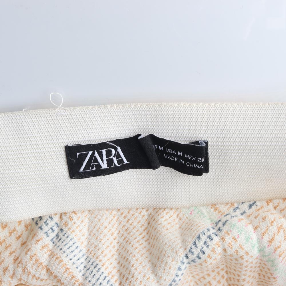 자라 아이보리 체크 플리츠 밴딩 롱스커트 이미지 5