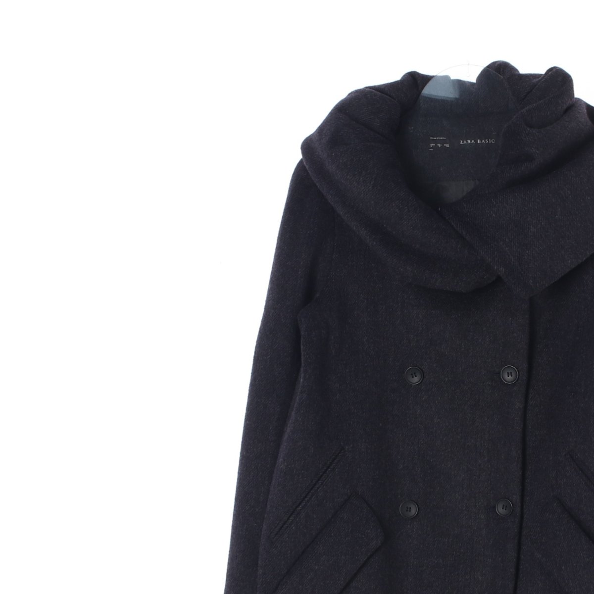 자라 차콜 숄머플러 스타일 더블 코트 이미지 2
