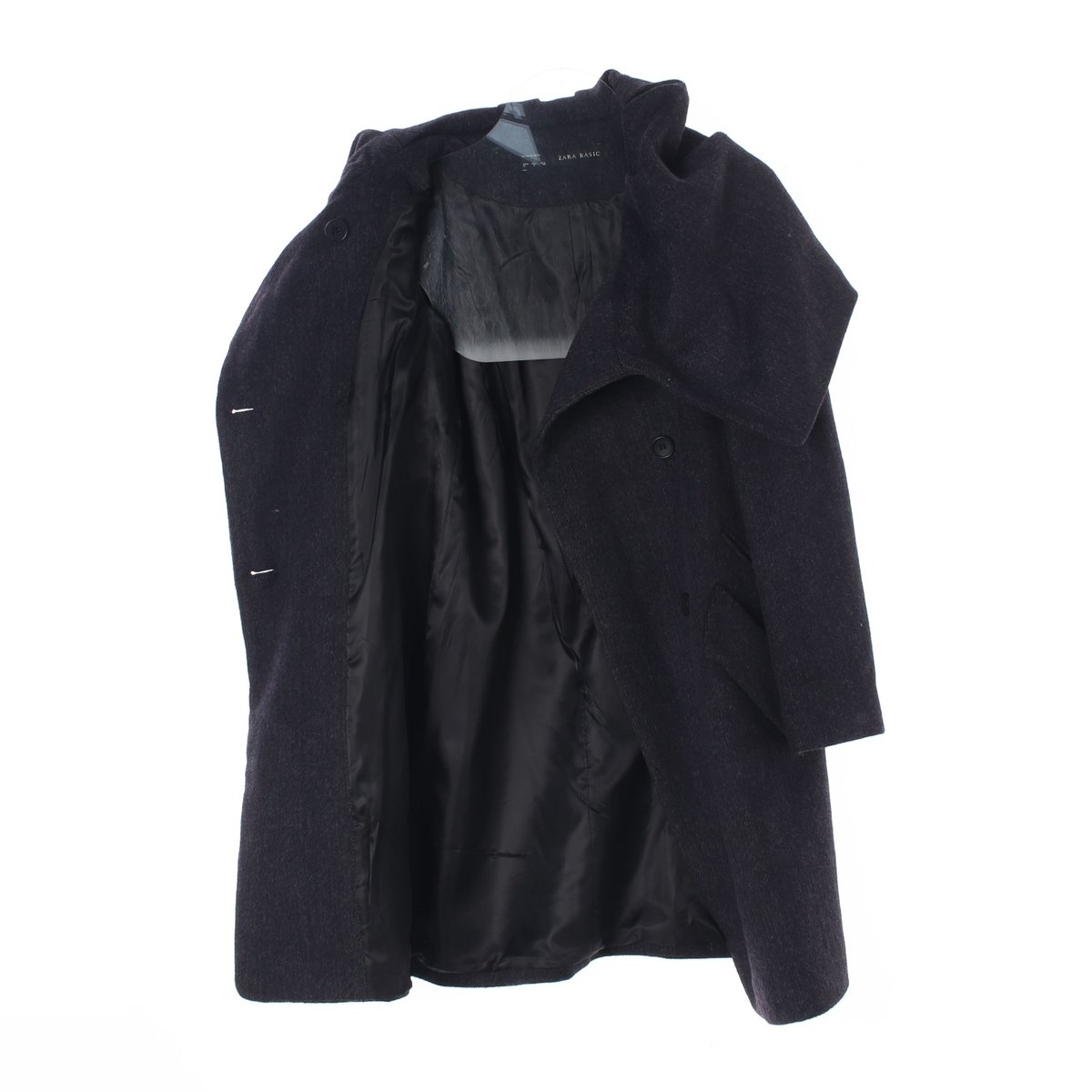 자라 차콜 숄머플러 스타일 더블 코트 이미지 4