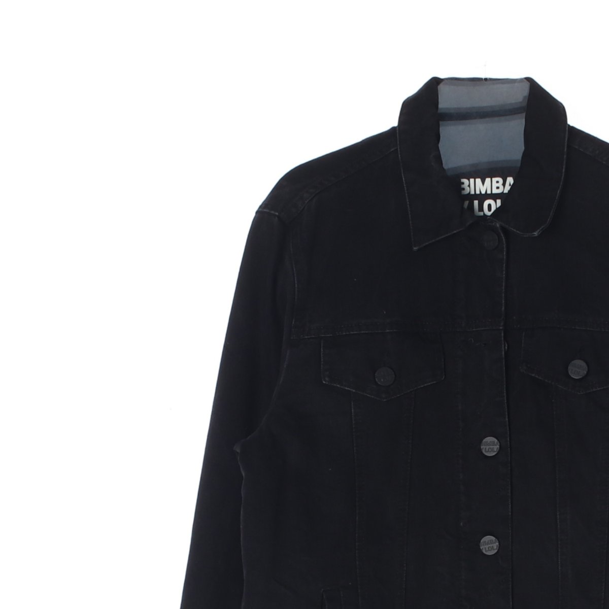 빔바이롤라 핑크 퍼안감 트럭커 블랙 데님 청자켓 이미지 2