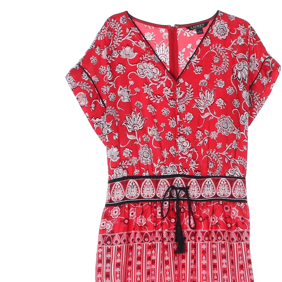 로렌 랄프 로렌 레드 패턴 반팔 튜닉 롱원피스 이미지 2