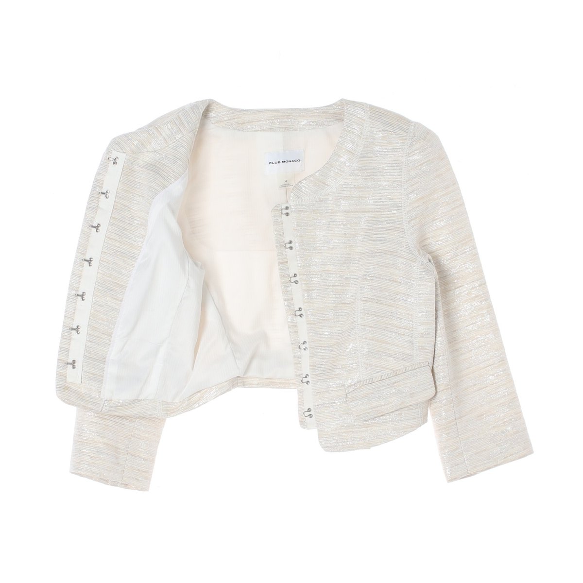 클럽모나코 아이보리 노카라 크롭 재킷 이미지 4