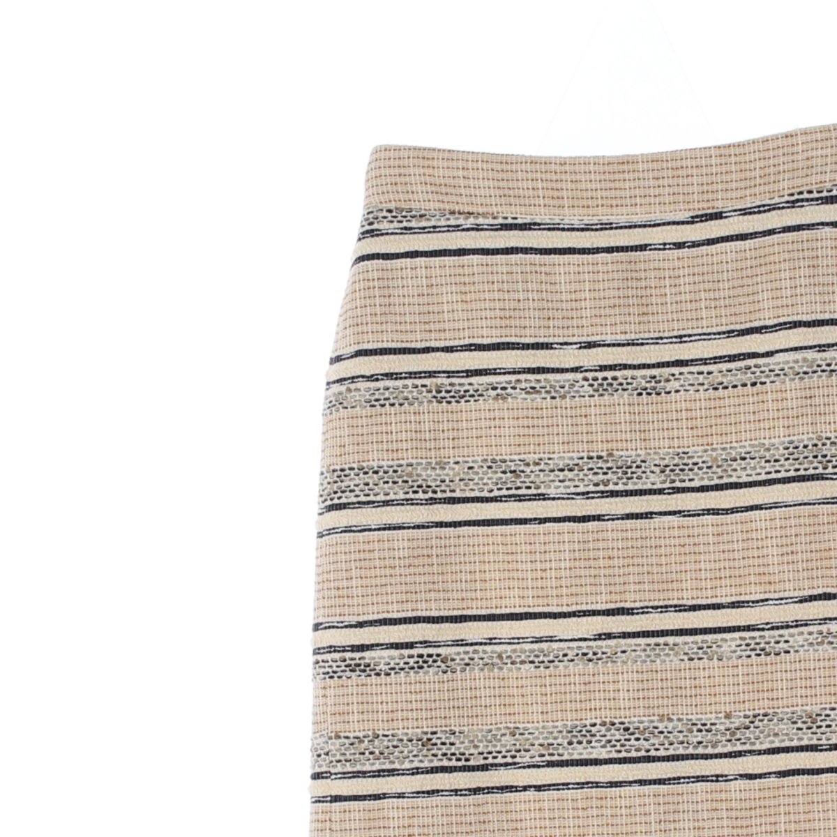 잇미샤 베이지 스트라이프 트위드 미디 스커트 이미지 2