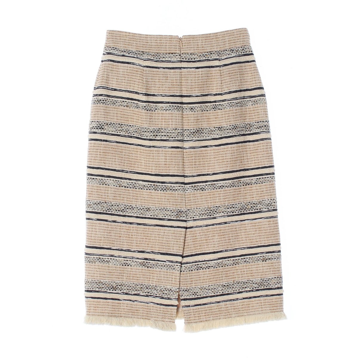 잇미샤 베이지 스트라이프 트위드 미디 스커트 이미지 4