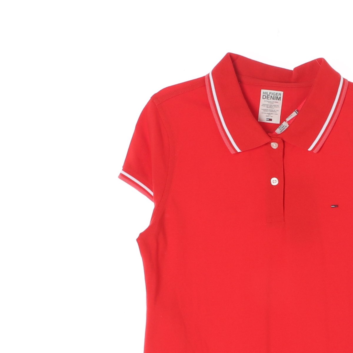 타미힐피거 레드 캡소매 반팔 카라 폴로 티셔츠 이미지 2