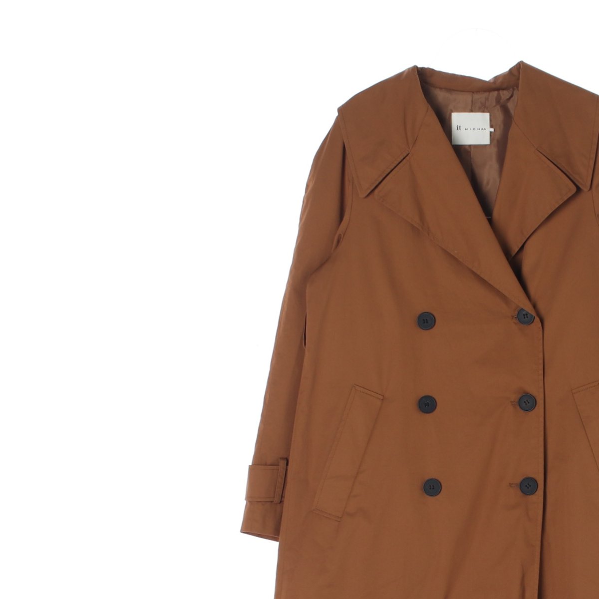 잇미샤 진브라운 넓은 카라 더블 트랜치 코트 이미지 2