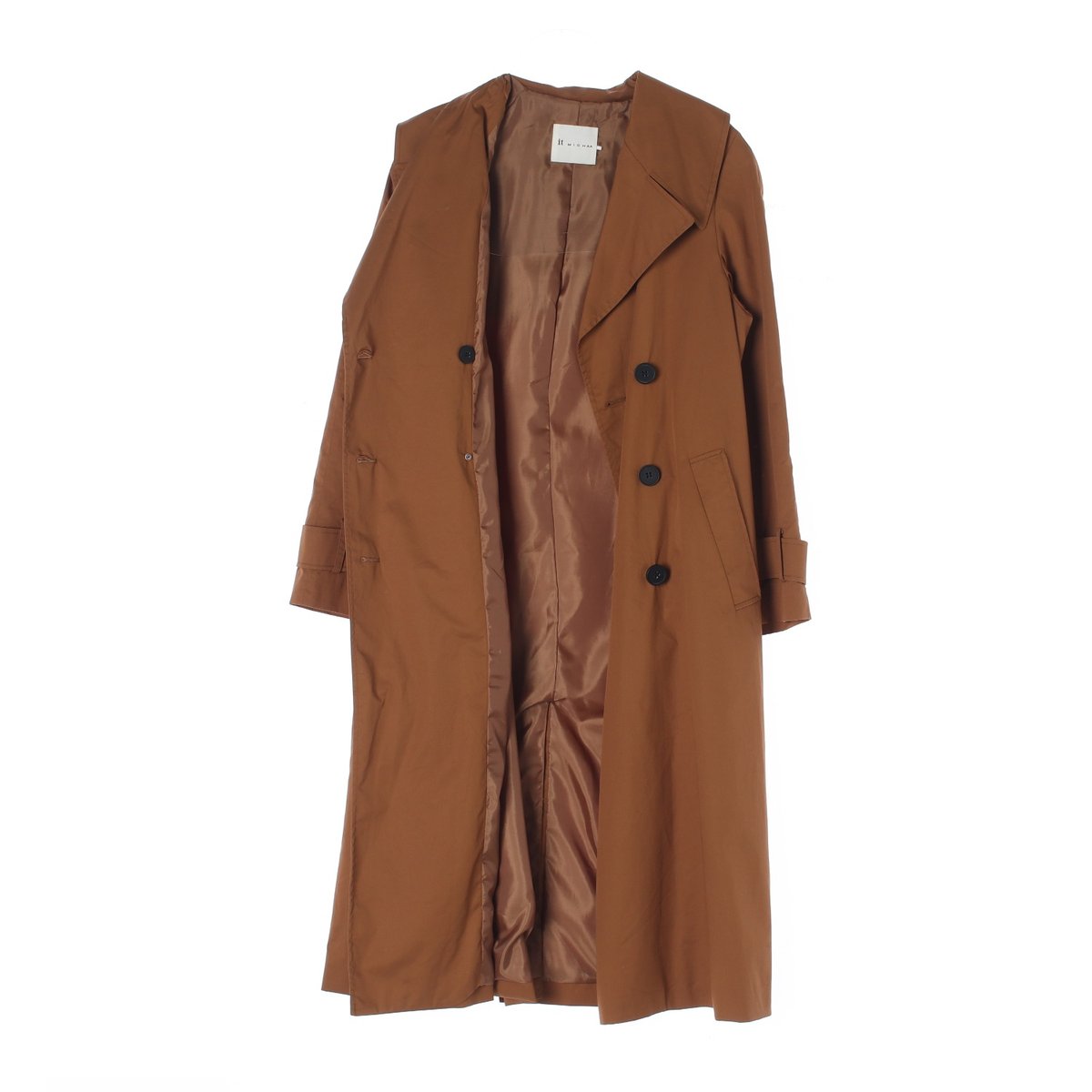 잇미샤 진브라운 넓은 카라 더블 트랜치 코트 이미지 4