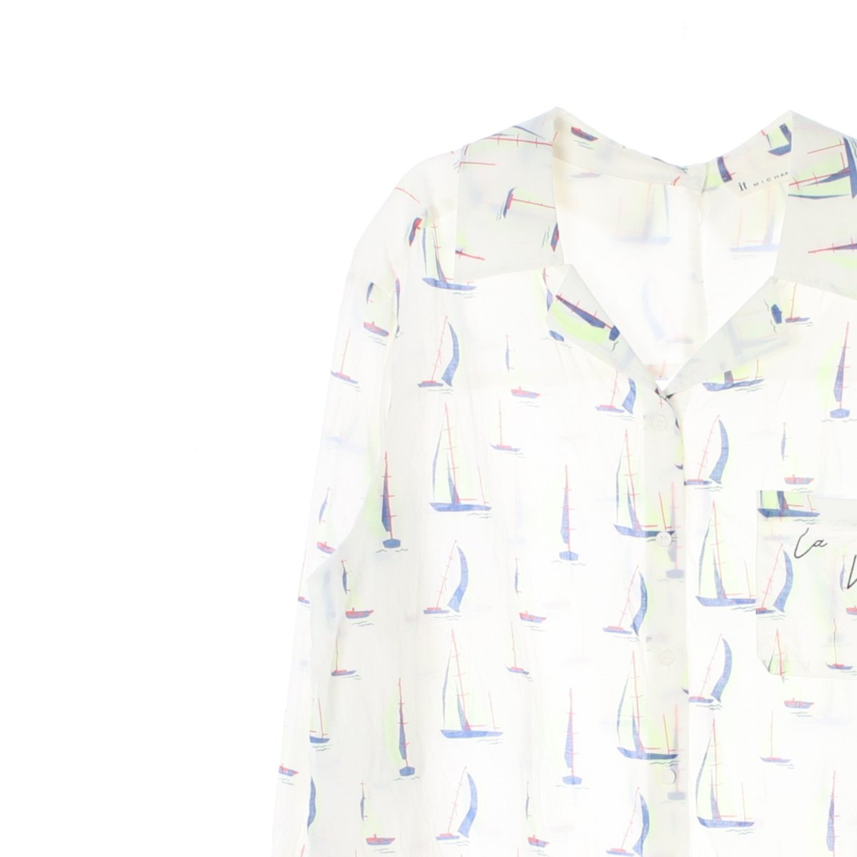 잇미샤 넓은 카라 휴양지 셔츠 블라우스 이미지 2