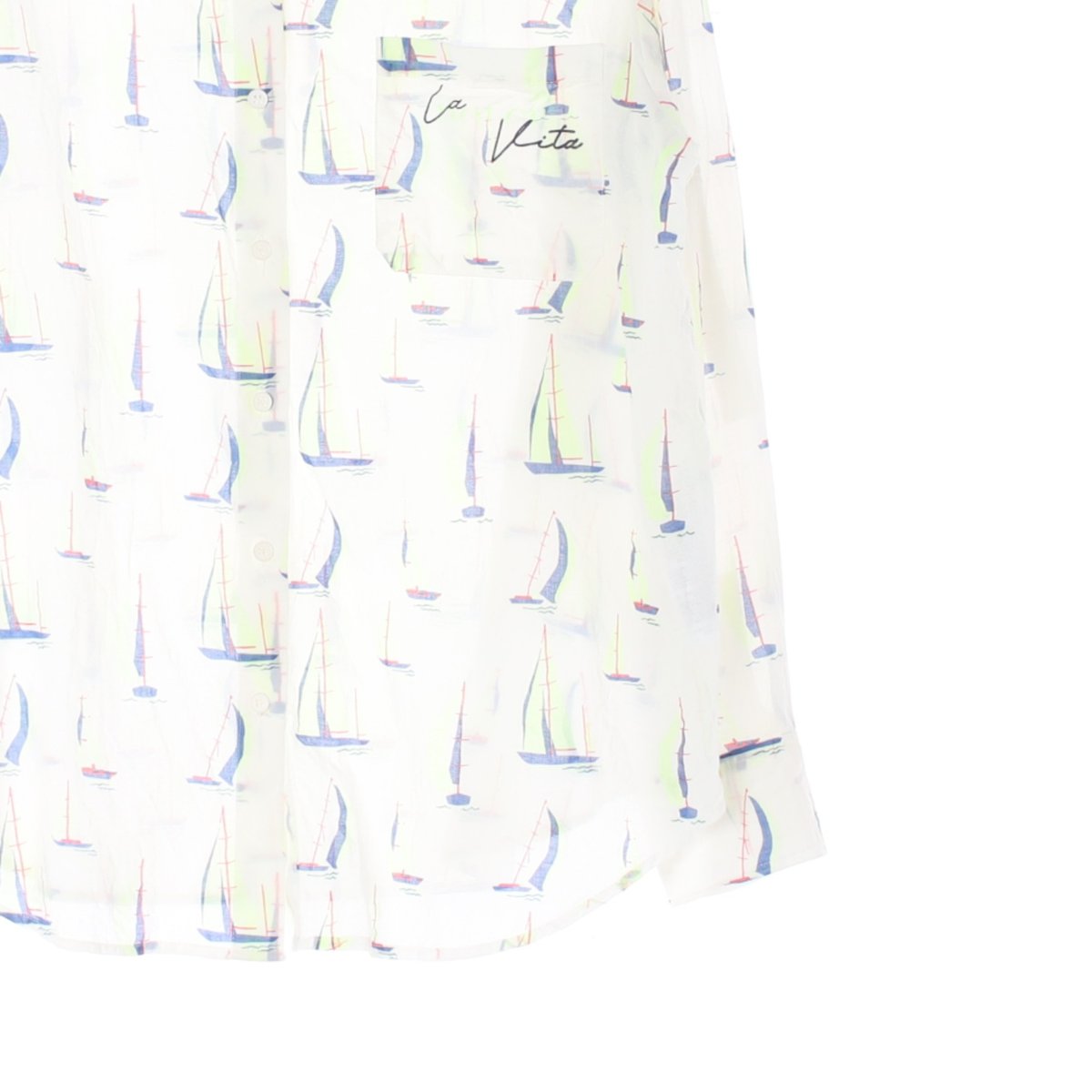 잇미샤 넓은 카라 휴양지 셔츠 블라우스 이미지 3