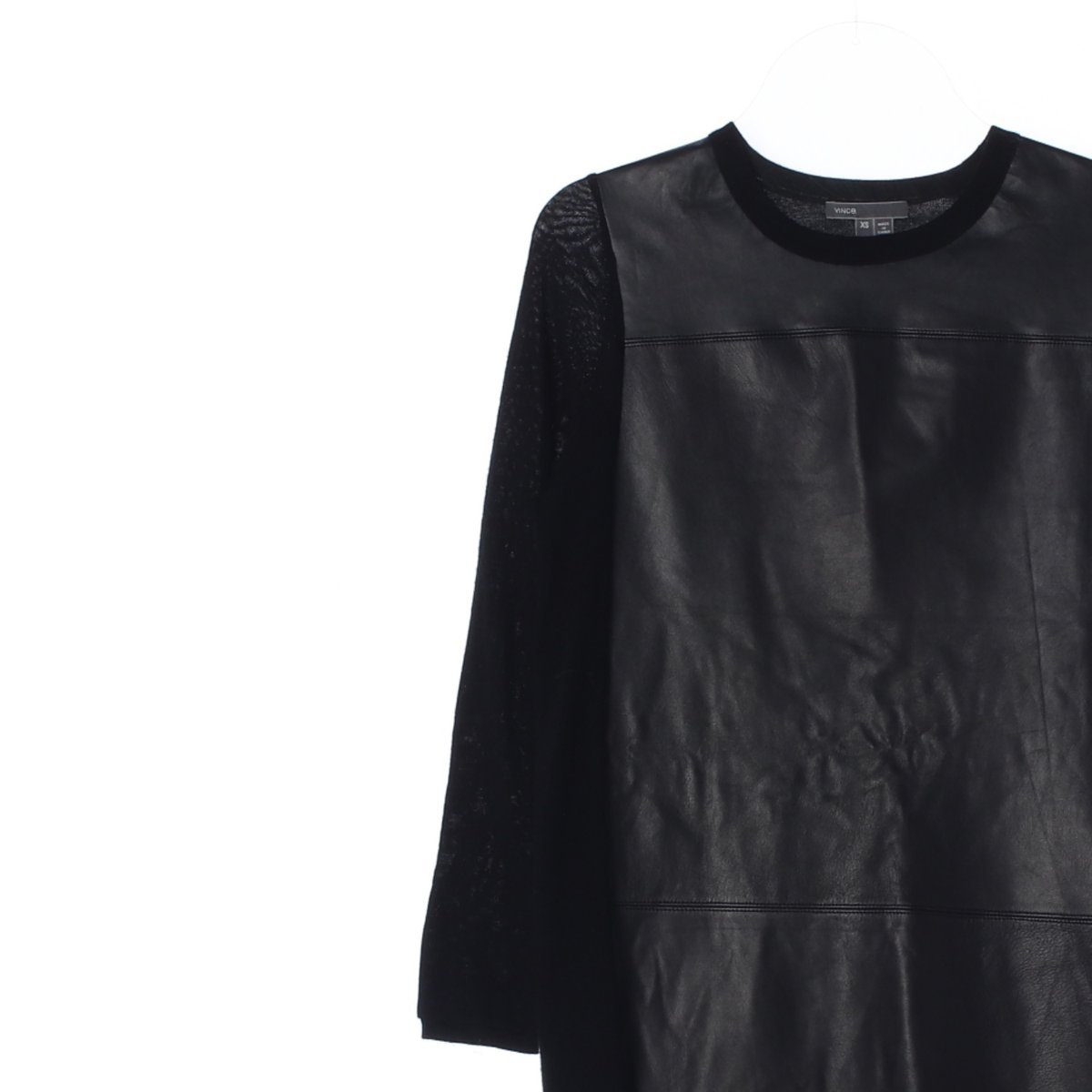 빈스 블랙 레더 울100 니트 원피스 이미지 2