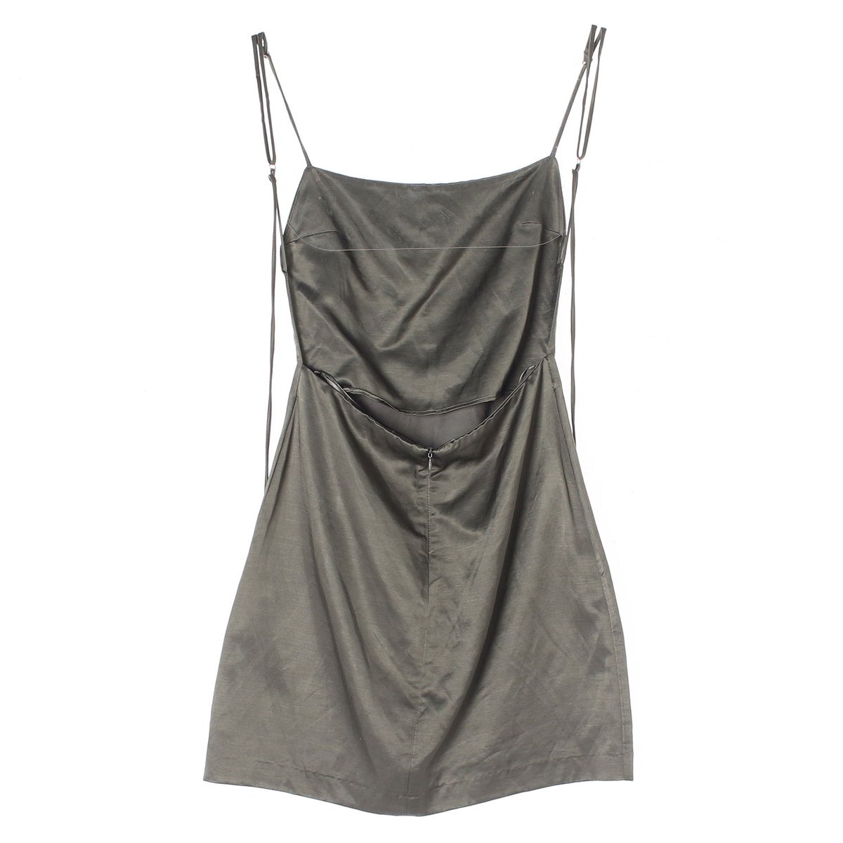 자라 카키 백절개 린넨 슬립 미니 드레스 이미지 4