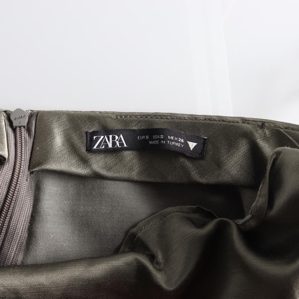 자라 카키 백절개 린넨 슬립 미니 드레스 이미지 5