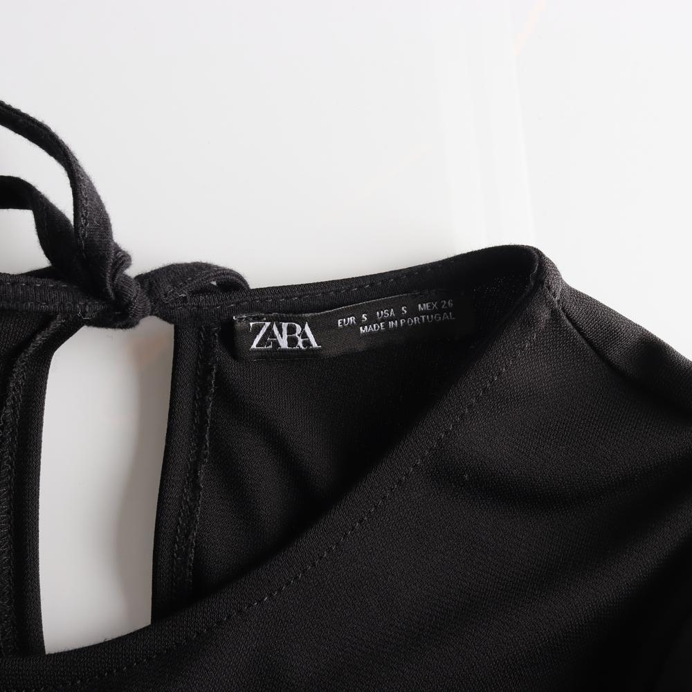 자라 블랙 쉬폰 퍼프 소매 튜닉원피스 이미지 5