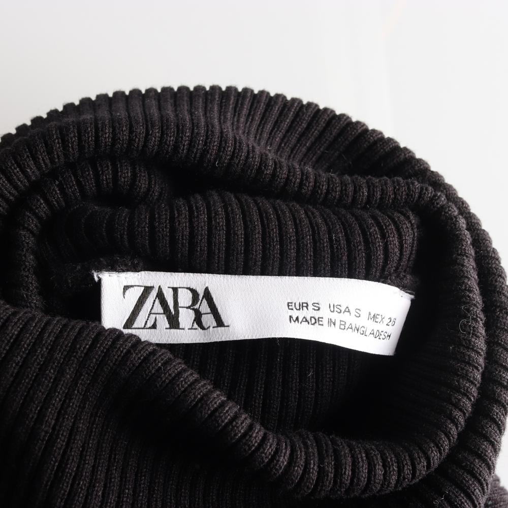 자라 블랙 터틀넥 소매 디테일 니트 원피스 이미지 6