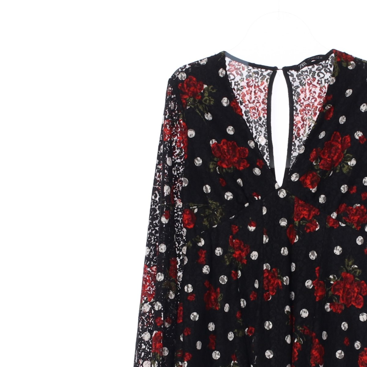 자라 블랙 로즈 레이스 브이넥 미니 드레스 이미지 2