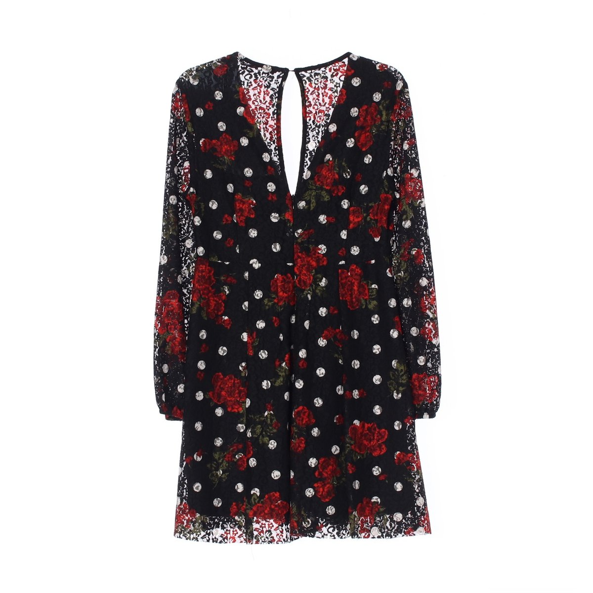 자라 블랙 로즈 레이스 브이넥 미니 드레스 이미지 4