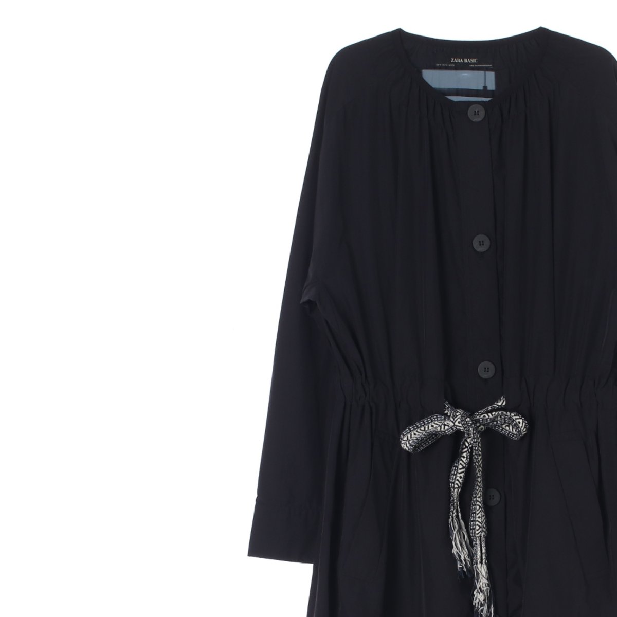 자라 블랙 노카라 셔츠원피스 이미지 2