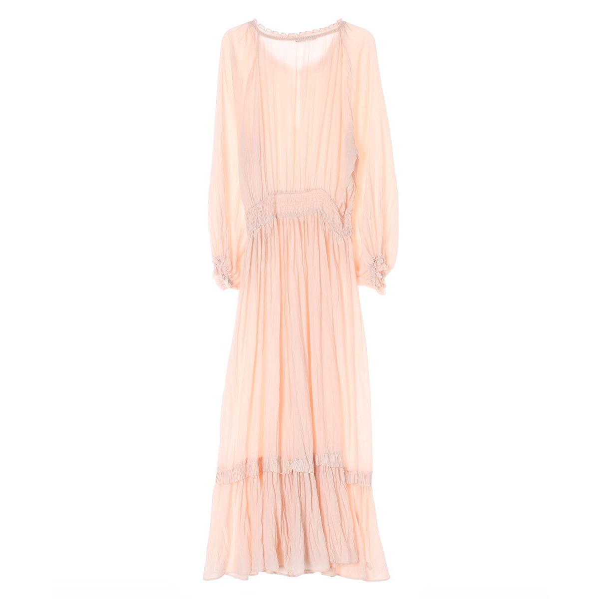 자라 살몬 플리츠 롱 드레스 이미지 4