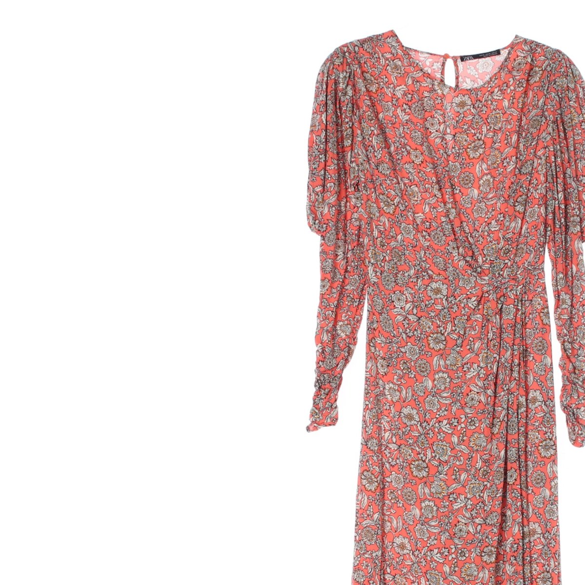 자라 오렌지 플라워 퍼프 맥시 롱드레스 이미지 2