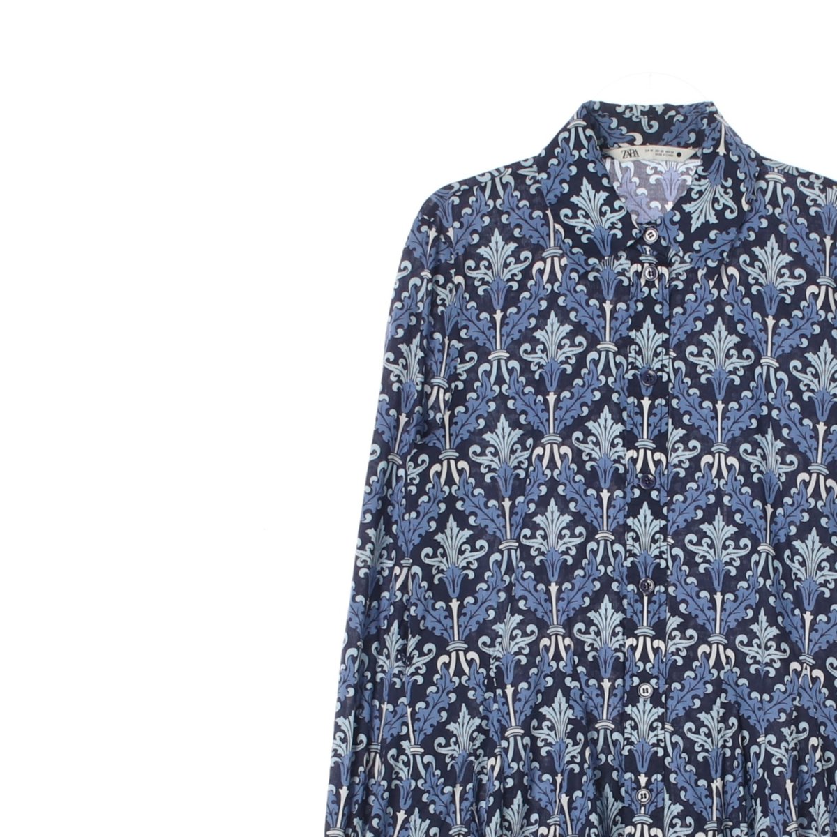 자라 블루 패턴 오버핏 셔츠 미니 원피스 이미지 2