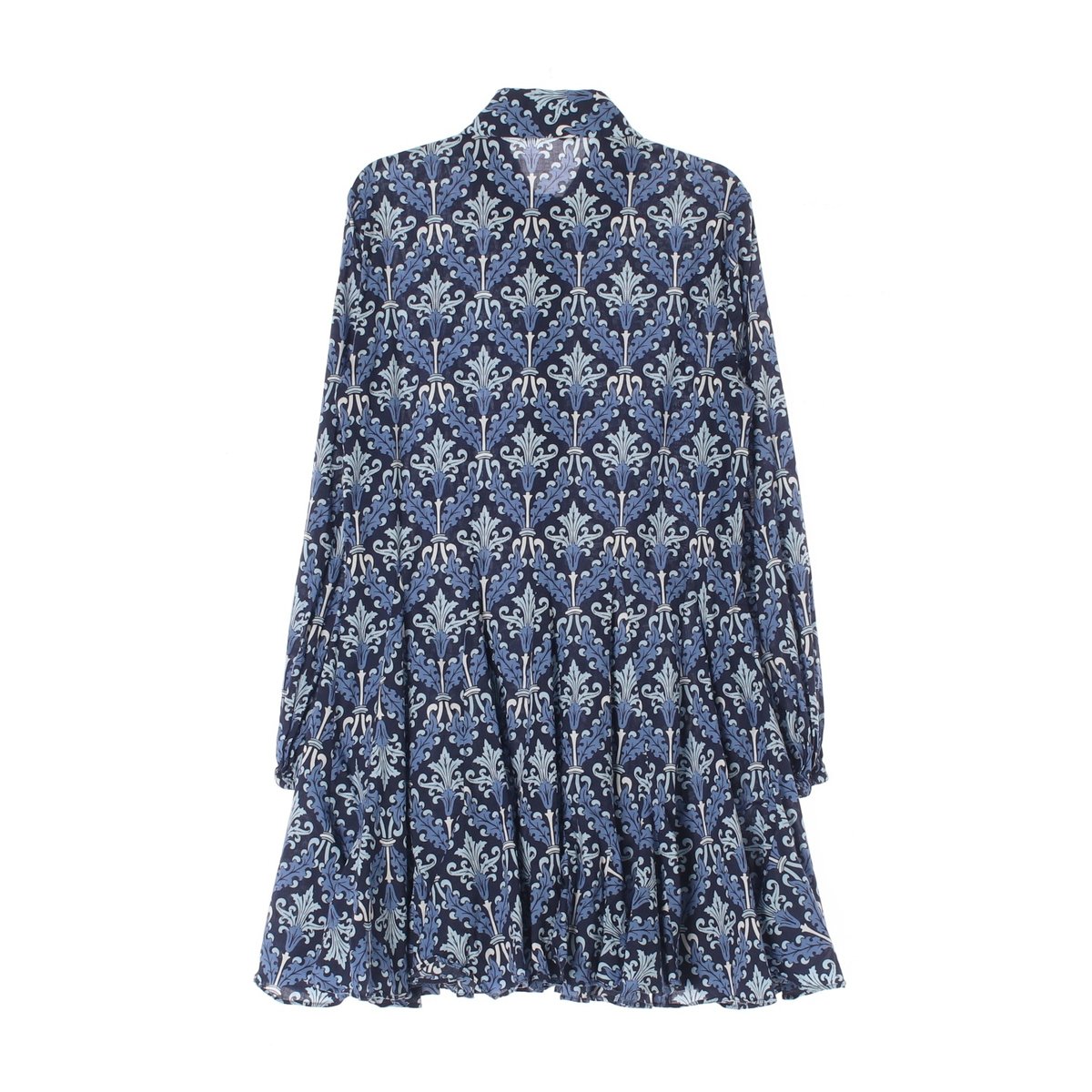 자라 블루 패턴 오버핏 셔츠 미니 원피스 이미지 4