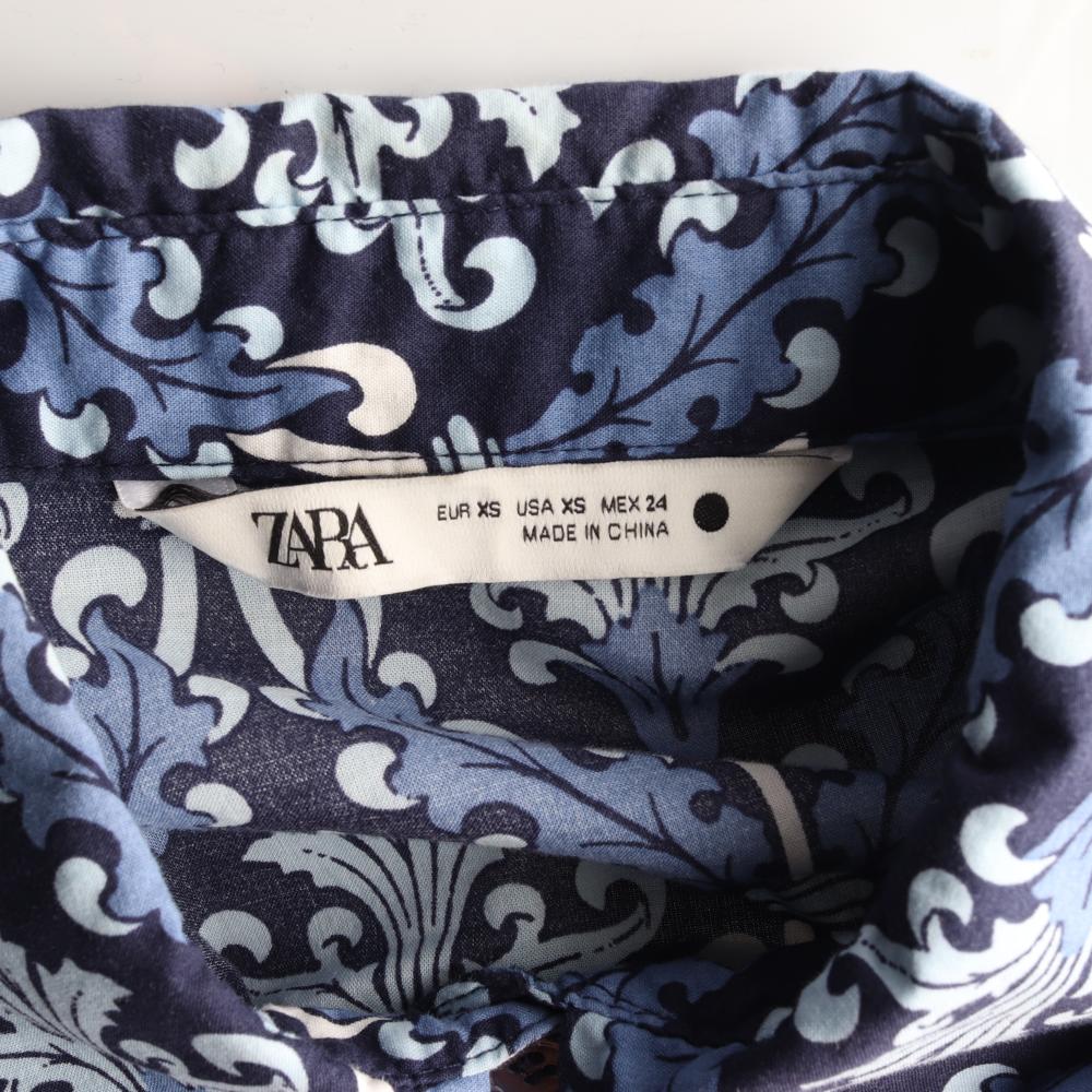 자라 블루 패턴 오버핏 셔츠 미니 원피스 이미지 5