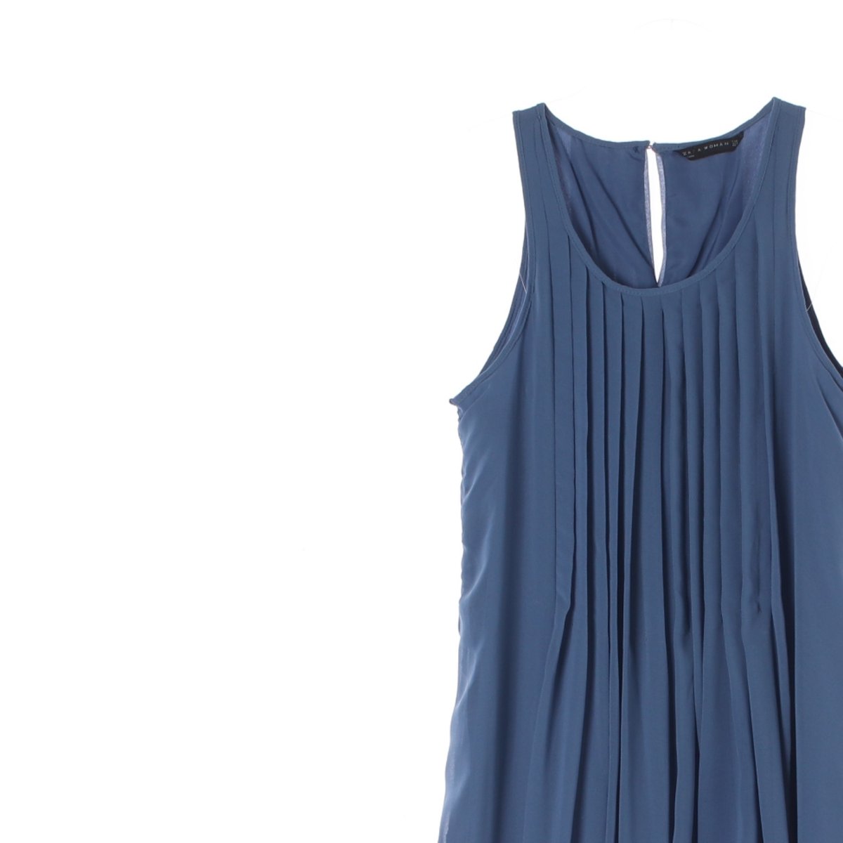 자라 블루 민소매 플리츠 쉬폰 미니 드레스 이미지 2