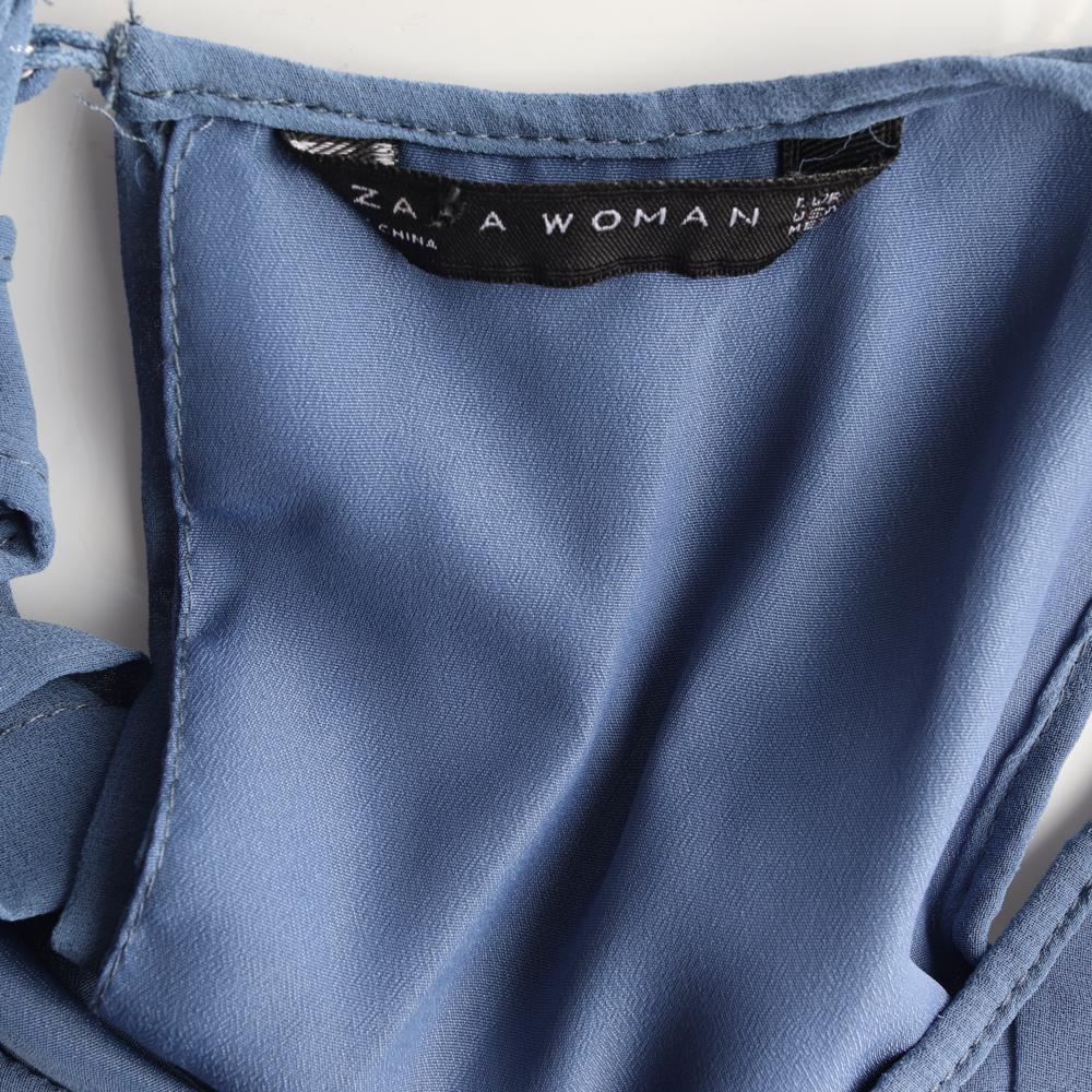 자라 블루 민소매 플리츠 쉬폰 미니 드레스 이미지 5