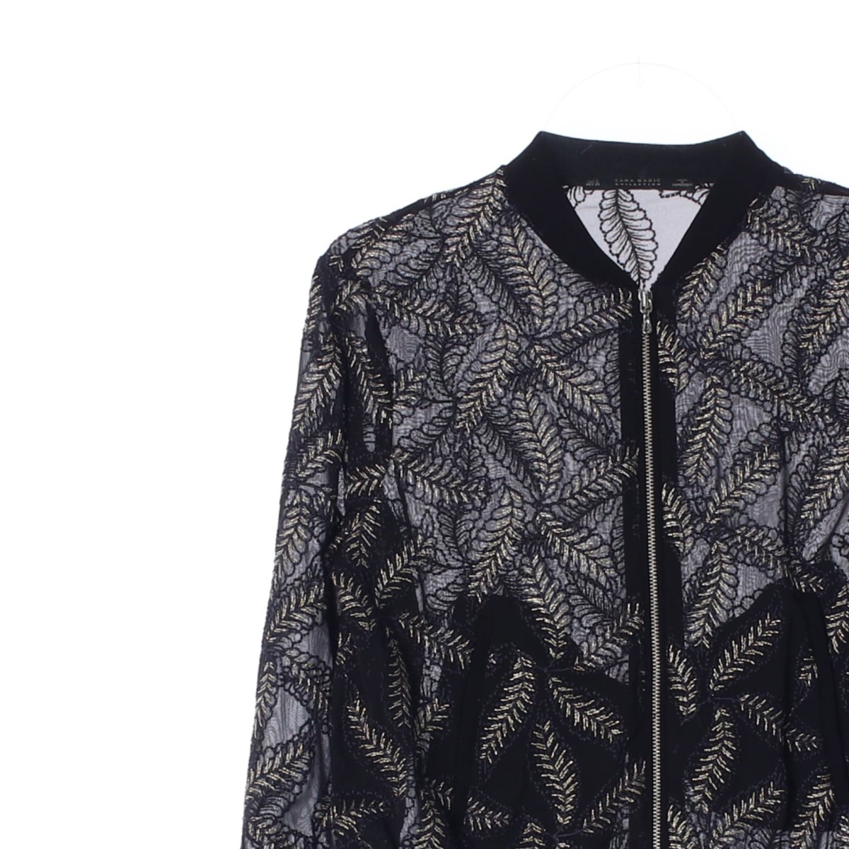 자라 블랙 자수 블루종 크롭 집업재킷 이미지 2