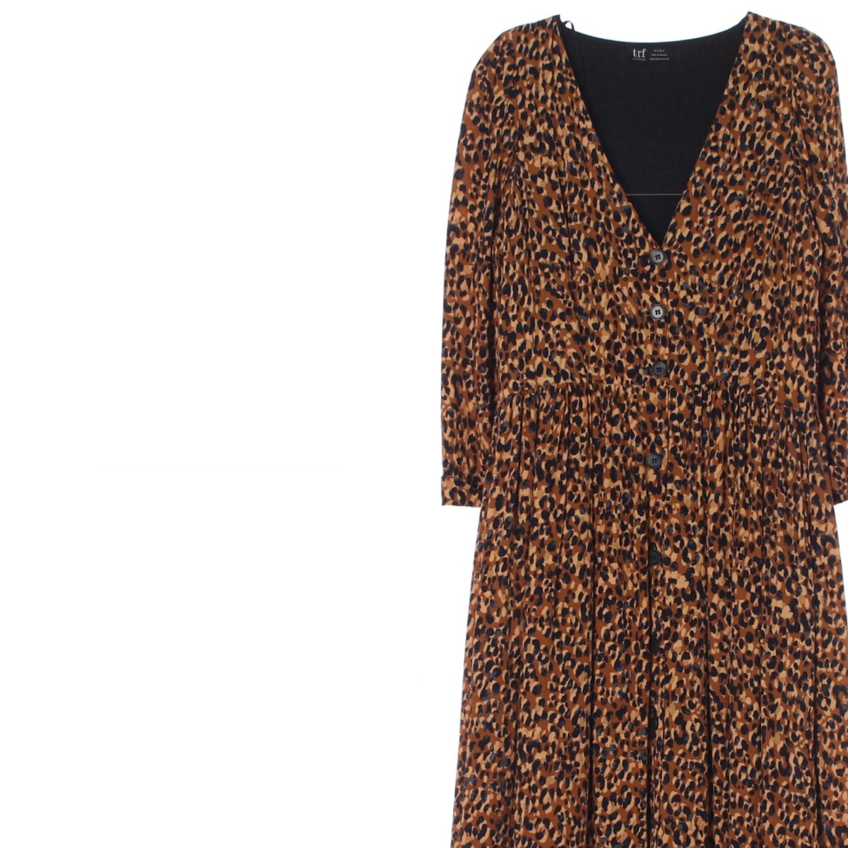 자라 브라운 레오파드 브이넥 셔츠 롱원피스 이미지 2