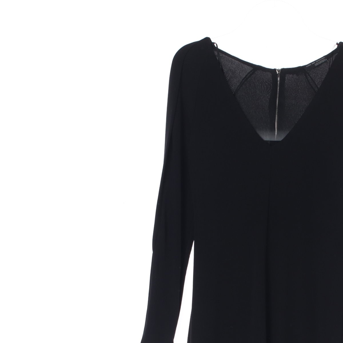 자라 블랙 브이넥 긴팔 미디 드레스 이미지 2