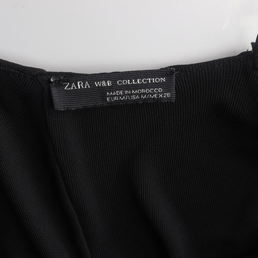 자라 블랙 브이넥 긴팔 미디 드레스 이미지 5