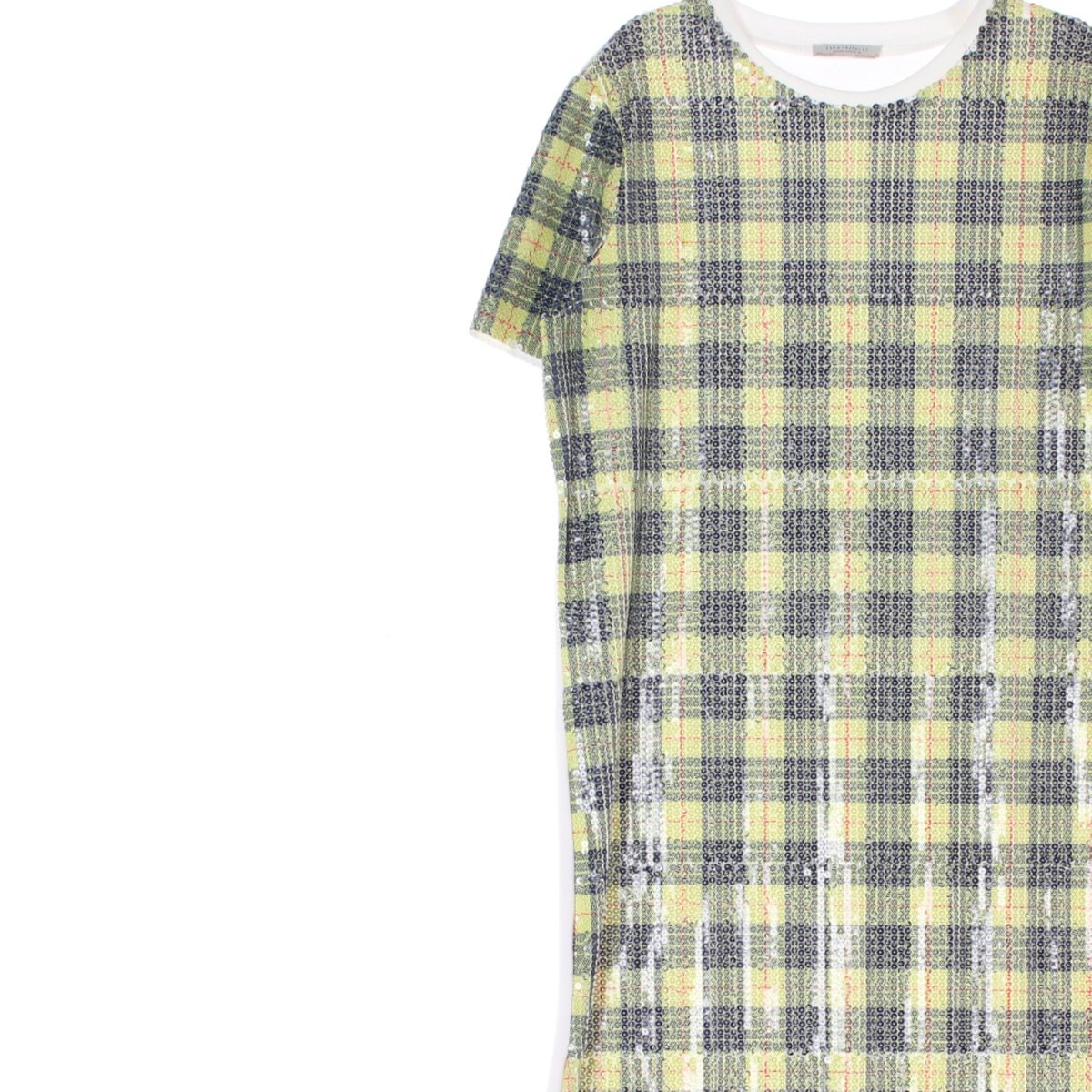 자라 그린체크 스팽글 반팔 롱 원피스 이미지 2