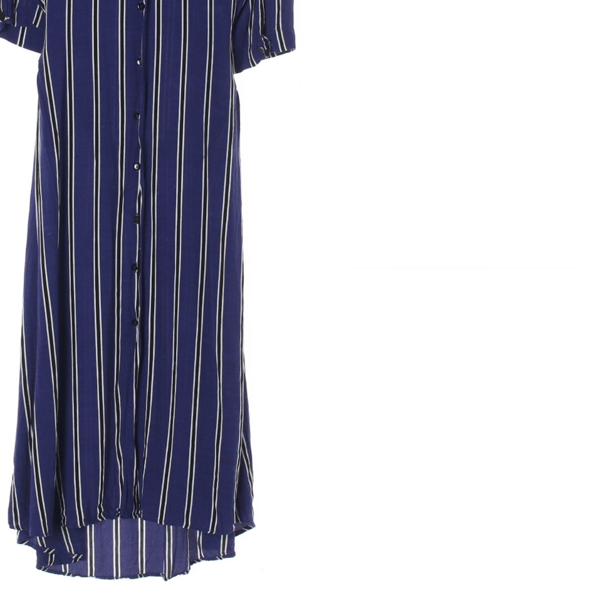 자라 네이비 스트라이프 반팔 셔츠 롱 원피스 이미지 3