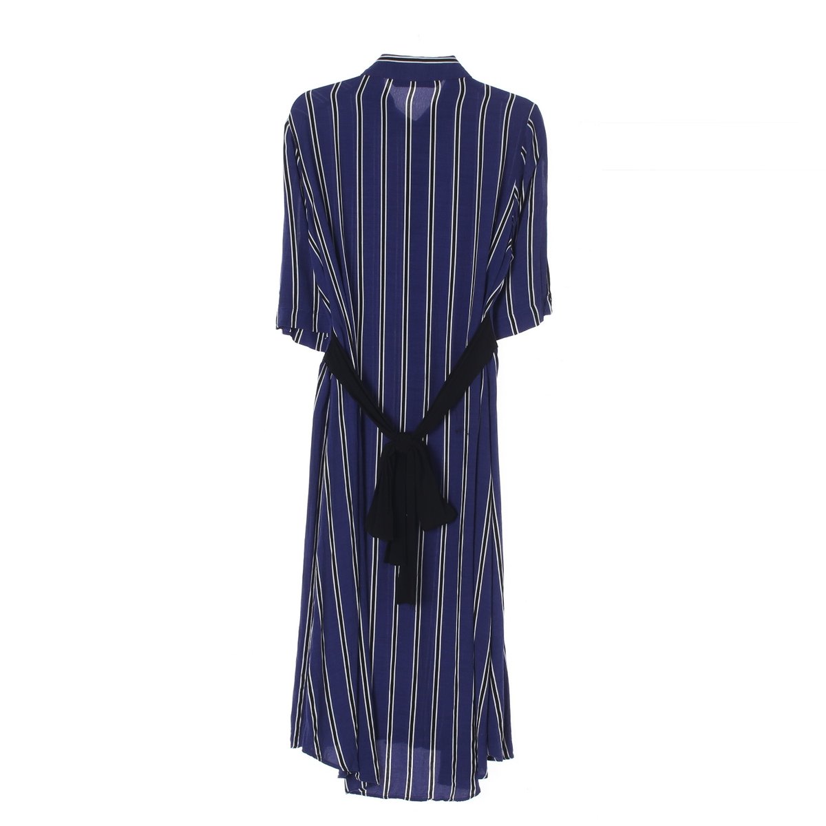 자라 네이비 스트라이프 반팔 셔츠 롱 원피스 이미지 4