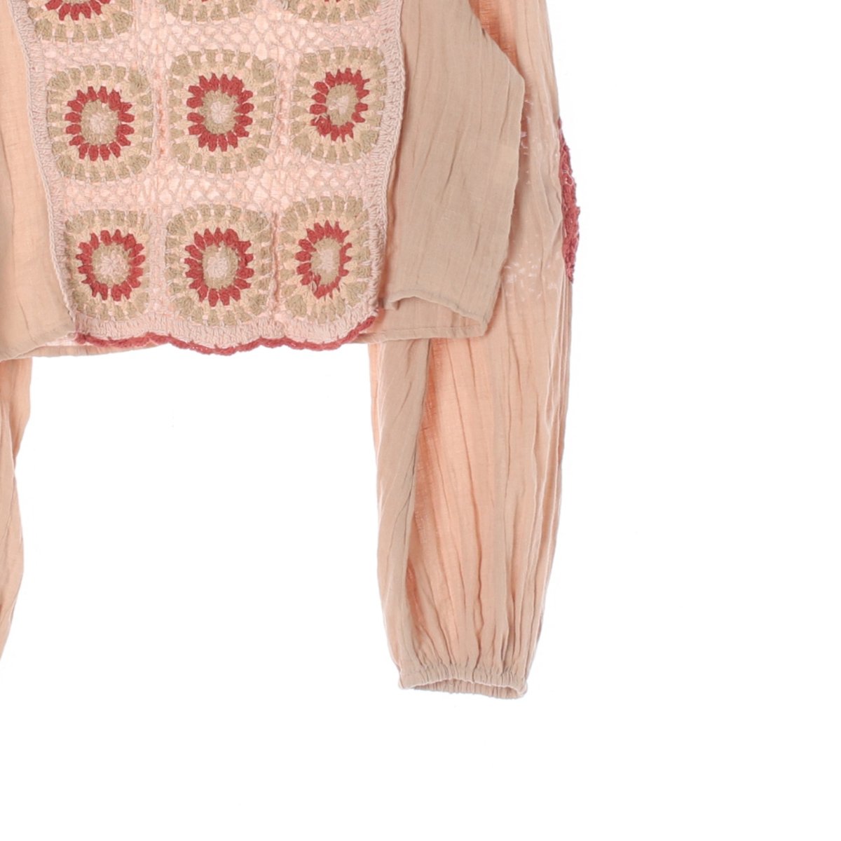 자라 베이지 뜨개 디테일 크롭 블라우스 이미지 3