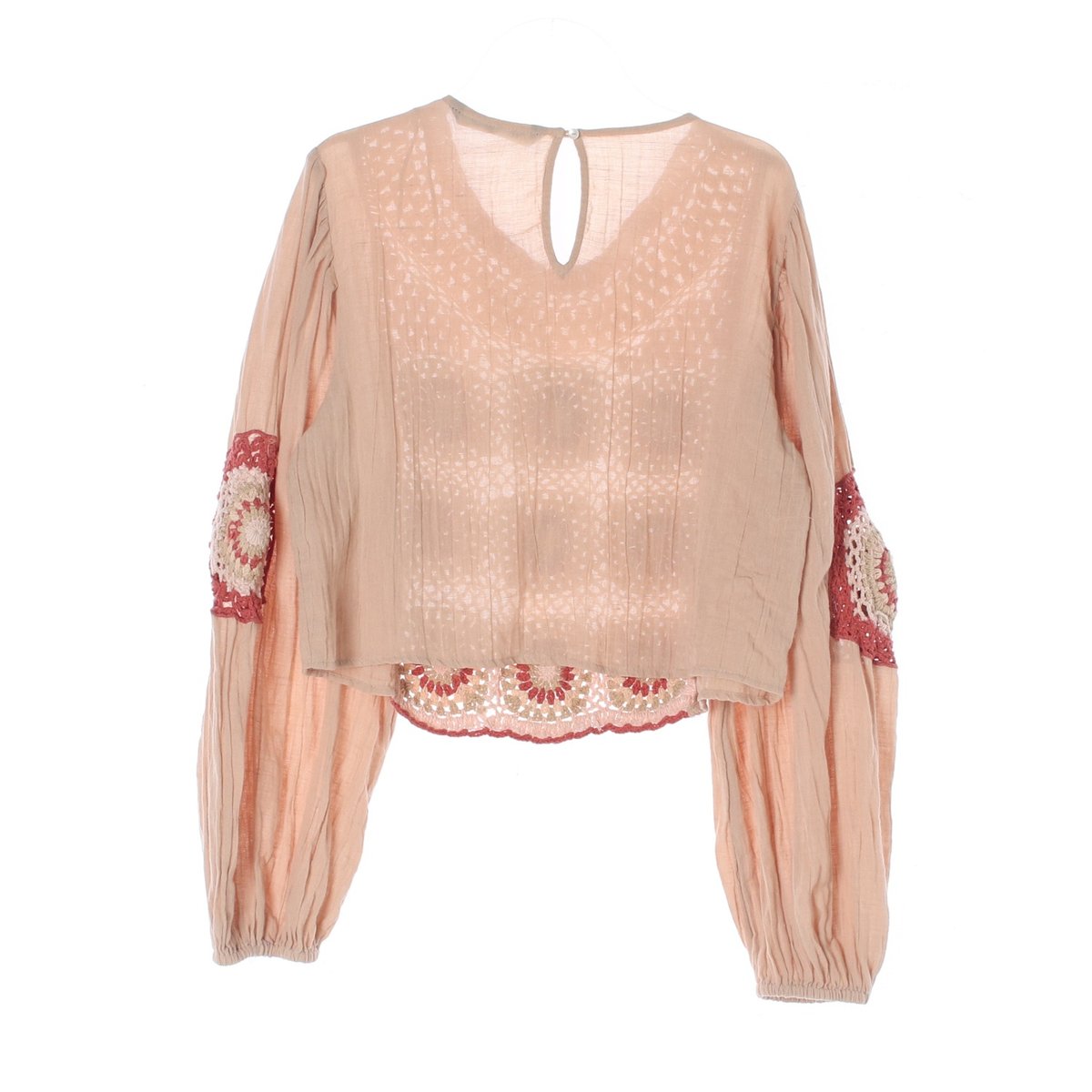 자라 베이지 뜨개 디테일 크롭 블라우스 이미지 5