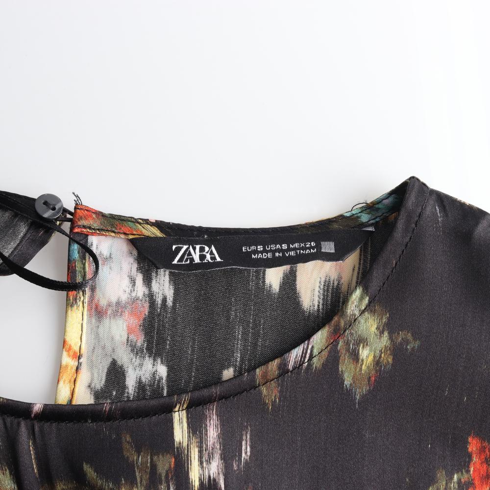 자라 블랙 플라워 튜닉원피스 이미지 5