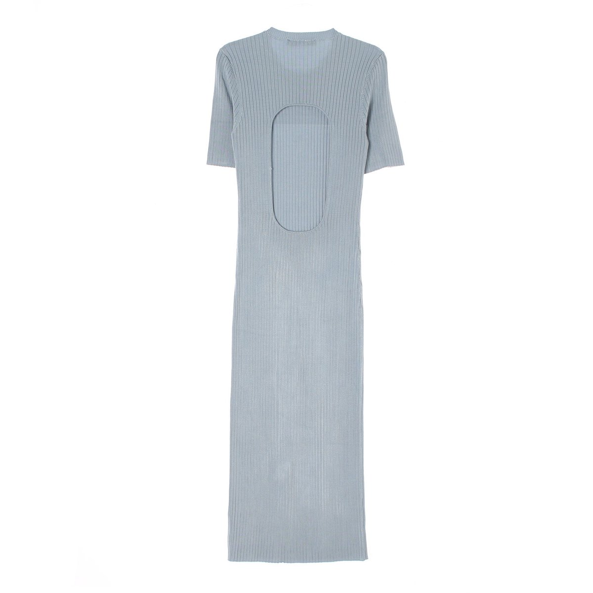 자라 스카이블루 백 컷아웃 반팔 니트 롱 원피스 이미지 4