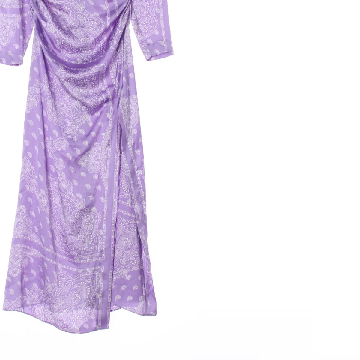 자라 퍼플 유광 사이드슬릿 셔링 롱 드레스 이미지 3