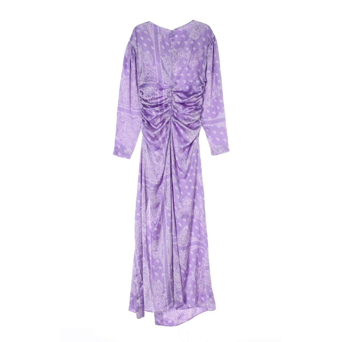 자라 퍼플 유광 사이드슬릿 셔링 롱 드레스 이미지 4