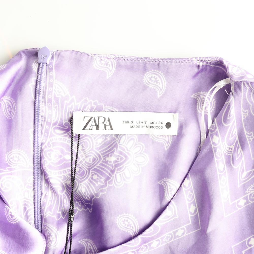 자라 퍼플 유광 사이드슬릿 셔링 롱 드레스 이미지 5