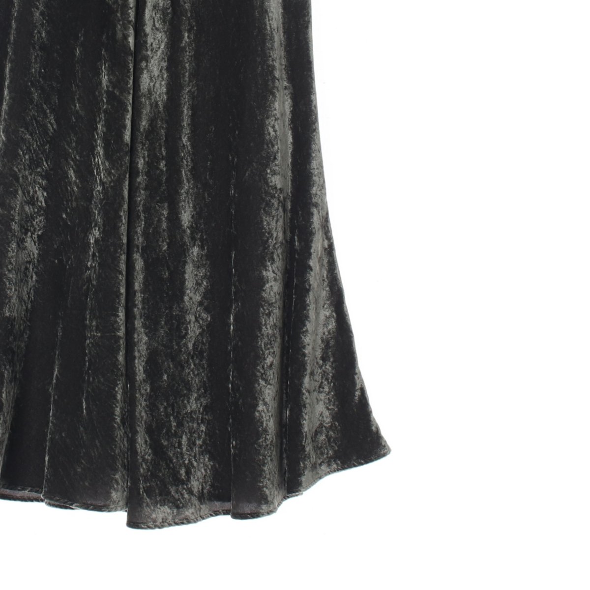 자라 그린 벨벳 플레어 롱 스커트 이미지 3