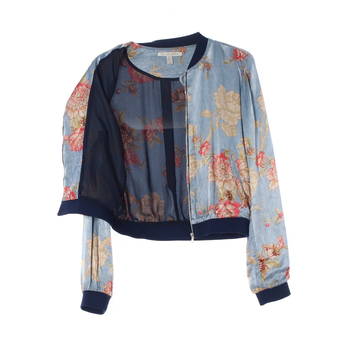자라 하늘 플라워 크롭 블루종 집업재킷 이미지 4
