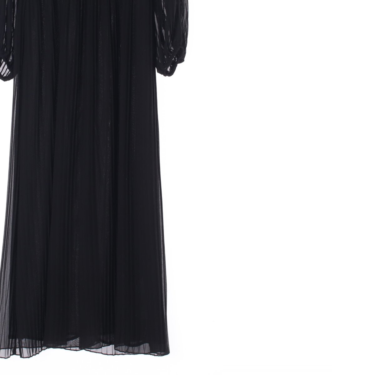 자라 블랙 쉬폰 플리츠 롱 드레스 이미지 3