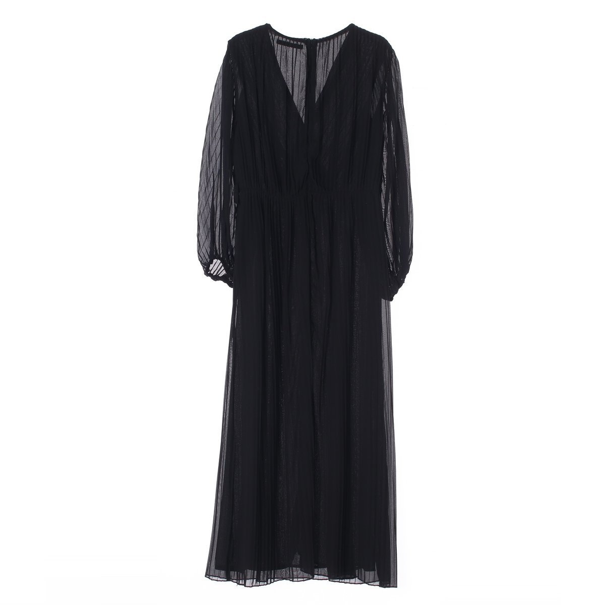 자라 블랙 쉬폰 플리츠 롱 드레스 이미지 4