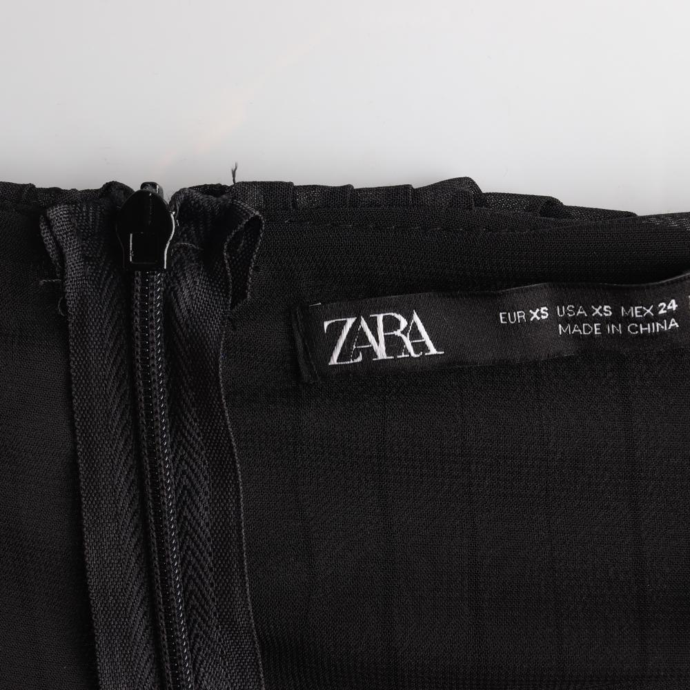 자라 블랙 쉬폰 플리츠 롱 드레스 이미지 5