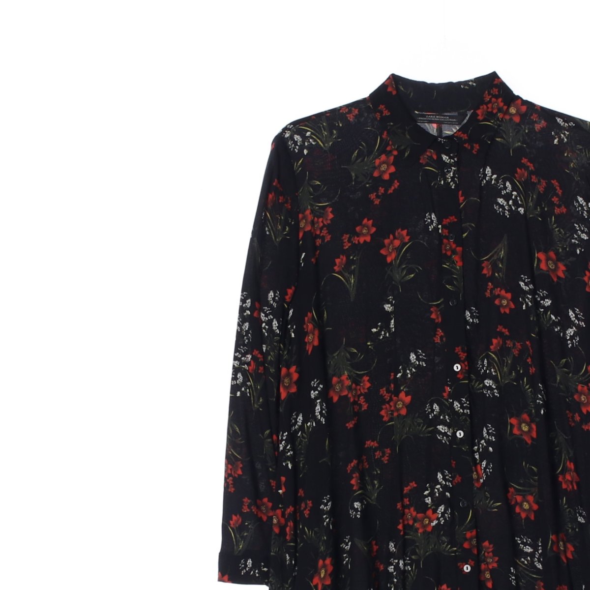 자라 블랙 플라워 셔츠 미니 원피스 이미지 2